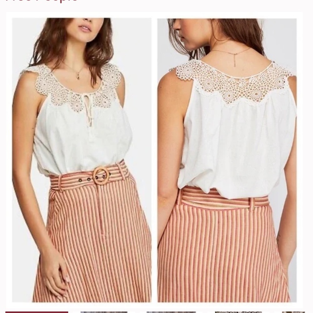 NWT free people clover croft crochet top white